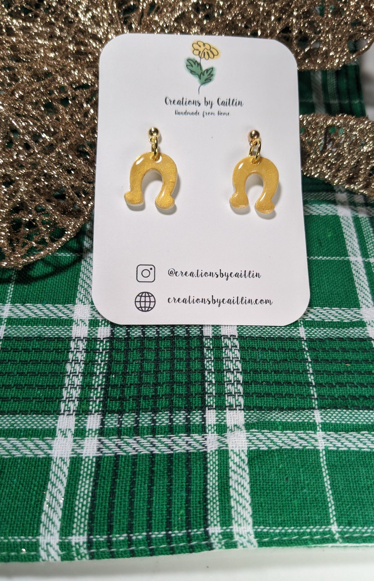 Gold Horseshoe Dangles