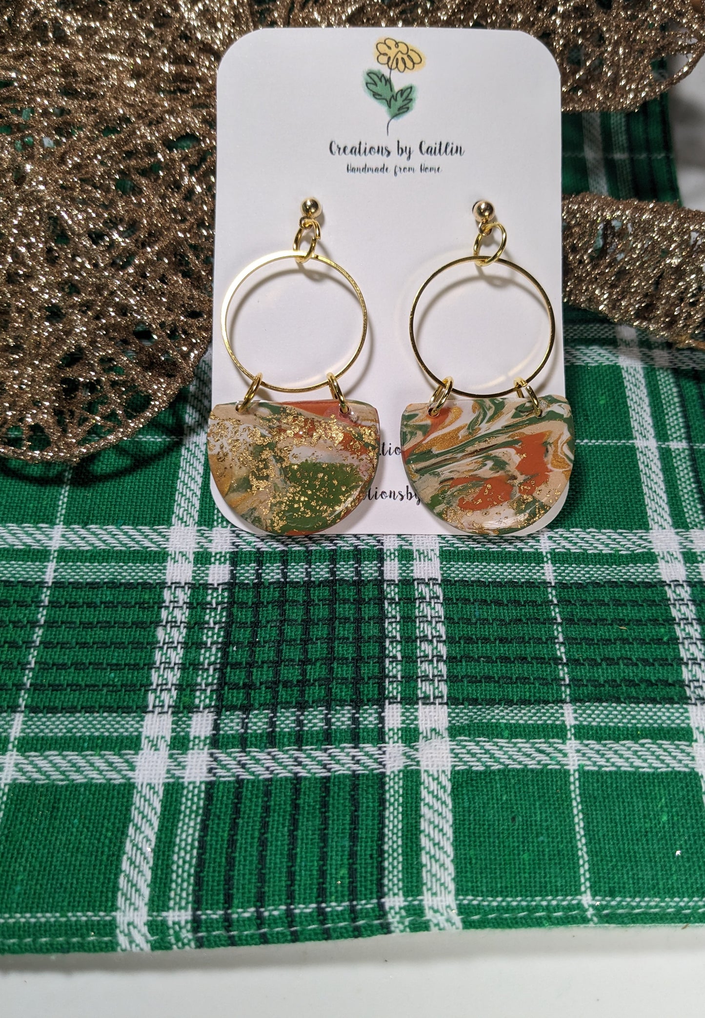 Marbled Semi-Circle Dangles