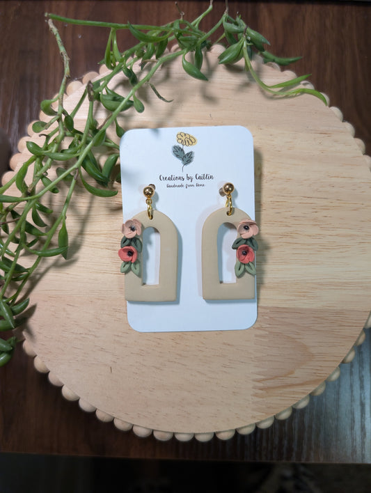 Beige Floral Arch Dangles
